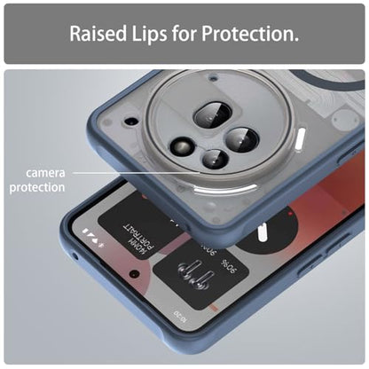 Asuwish Phone Case for Nothing Phone (3a) Pro, Compatible with Magsafe Magnetic, Translucent Matte Anti-Fingerprint Back, Military Grade DropProof Shockproof Protective Cell Cover 3 a Women Men Blue - color: Blue