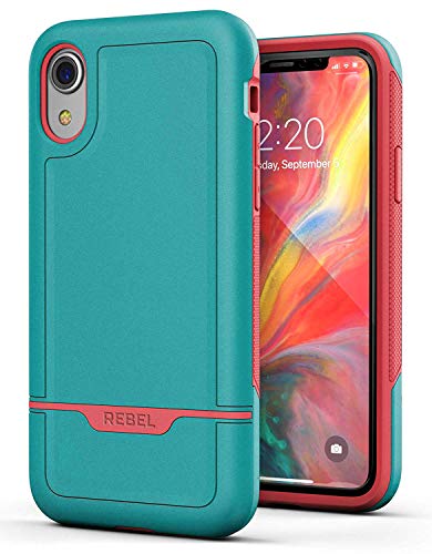 ENCASED Protective iPhone XR Case (Military Grade) Full Body Heavy Duty Protection (2018 Rebel Armor) (Ocean Teal Pink) - color: Teal