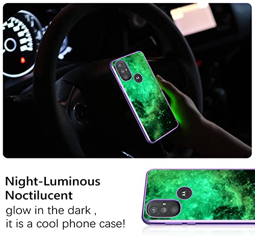 GUAGUA Compatible with Motorola Moto G Power 2022 Case 6.5 Inch Glow in The Dark Noctilucent Luminous Space Nebula Slim Fit Cover Protective Anti Scratch Cases for Moto G Power 2022, Blue