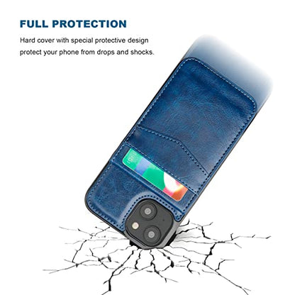 KIHUWEY for iPhone 14 Wallet Case Card Holder Kickstand, Blue - color: Blue