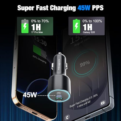 140W USB C Car Charger Super Fast Charging for iPhone Duo/18 Pro Max/Laptop