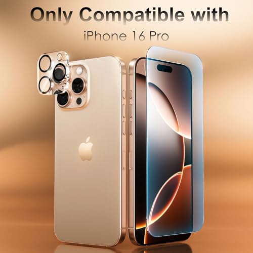 Fotbor [3+3 Pack for iPhone 16 Pro Screen Protector, Anti-Blue Light, [Eye Protection] 9H+ Tempered Glass with Camera Lens Protector - size: iPhone 16 Pro - 6.3 inch