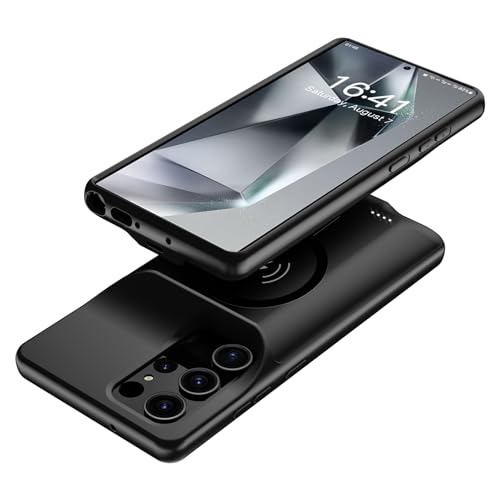 Battery Case for Galaxy S24 Ultra, Powerful 12000mAh Extended Portable Protective Charging Cover Backup Compatible with Galaxy S24 Ultra Wireless Charger Case with 1x Screen Protector & 1x Cable-Black - size: Galaxy S24 Ultra