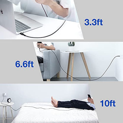 JSAUX USB to USB C Cable, USB C Cable for iPhone 17, 3-Pack (10+6.6+3.3FT) - color: Black, size: 3.3ft+6.6ft+10ft