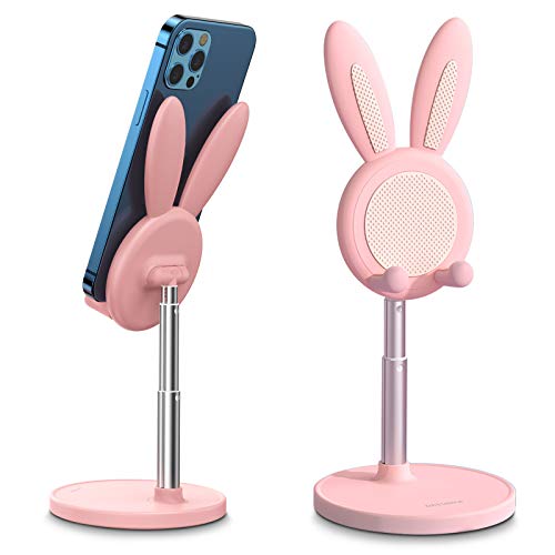 OATSBASF Cute Bunny Phone Stand Adjustable Pink Phone Holder for Phones - color: Pink