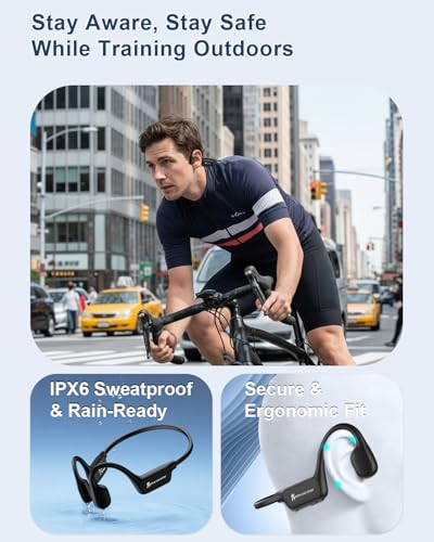 Bone Conduction Headphones with Mic, Open Ear Headphones, Black - color: Black