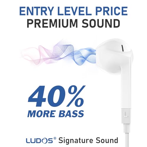 LUDOS FEROX 3 Pack Wired Earbuds in-Ear Headphones, 5 Year Warranty, Earphones with Microphone, Noise Isolation for 3.5mm Jack Ear Buds for iPhone, Samsung, Computer, Laptop, Kids, School Students - size: 3 Pack