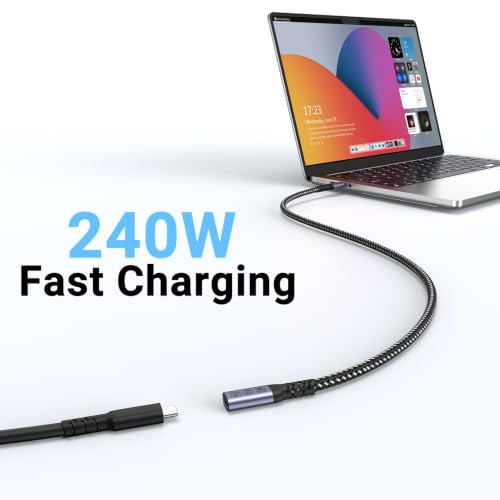 Long USB C Extension Cable 10FT (2 Packs), 240W Fast Charging - size: 10 ft