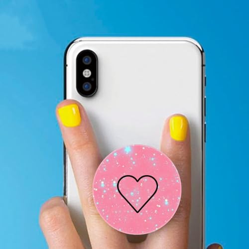 (6 Pack Cell Phone Grip,Phone Finger Foldable Holder Stand Compatible with iPhone - Purple Pink Heart Paw Print - color: Py011