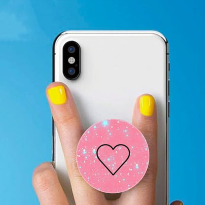 (6 Pack Cell Phone Grip,Phone Finger Foldable Holder Stand Compatible with iPhone - Purple Pink Heart Paw Print - color: Py011