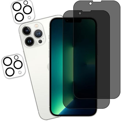 [2-2 Pack Privacy Screen Protector Designed For iPhone13 Pro Max Anti Spy Private Tempered Glass Film 2-Pack Camera Lens Protector Film 2-Pack