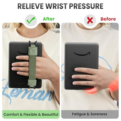 MoKo Thin Hand Strap for 6-8" Kindle eReaders Fire Tablet, Celadon - color: Celadon, style: Thin Strap