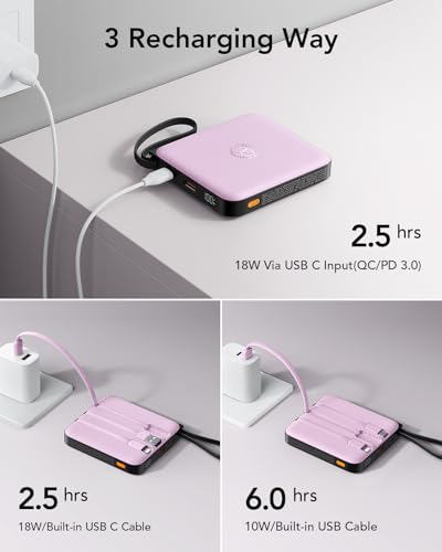 VRURC Portable Charger 10000mAh Battery Pack, Cell Phone Power Bank, Purple - color: Purple