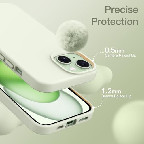 JETech Silicone Case for iPhone 15, Green | Silky Soft Touch, Shockproof Protection, Scratch Resistant, Microfiber Lining - color: Green, size: iPhone 15