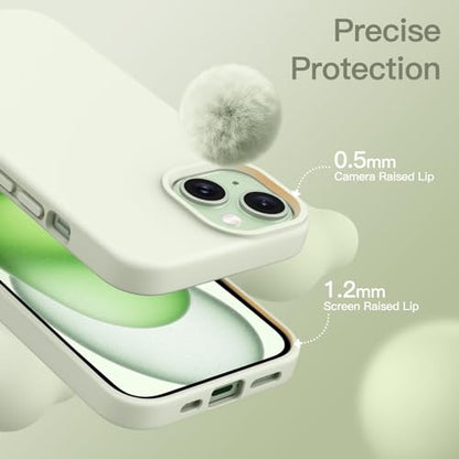 JETech Silicone Case for iPhone 15, Green | Silky Soft Touch, Shockproof Protection, Scratch Resistant, Microfiber Lining - color: Green, size: iPhone 15