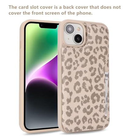 iCoverCase Compatible with iPhone 14 Case with Card Holder, Wallet Case for Women Men RFID Blocking PU Leather Protective Phone Case 6.1 Inch (Beige Leopard) - color: Beige Leopard