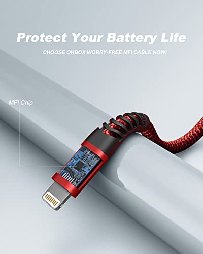 iPhone Fast Charger Cable [MFi Certified] USBC Lightning Cable 6FT, 2 Pack - color: Red, size: 6FT, style: USB-C to Lightning Cable