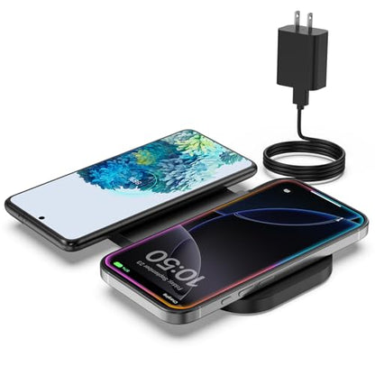 Wireless Charger, 10W Max Dual Charging Pad for iPhone 17/16/15/14/13/12/11/XR/X/8, Airpods 4/3/2/Pro, Samsung Galaxy S25/S24/S23/S22/S21, QC 24W Adapter, Charging Adapter - style: 2 in 1