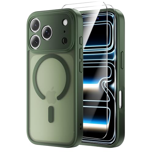 Anti-Yellowing for iPhone 17 Pro Max Case with 2X Screen Protectors, [Compatible with MagSafe] [12FT Military Grade Drop] Slim Thin Phone Cover 6.9 Inch,Green - color: Green, size: Iphone 17 Pro Max
