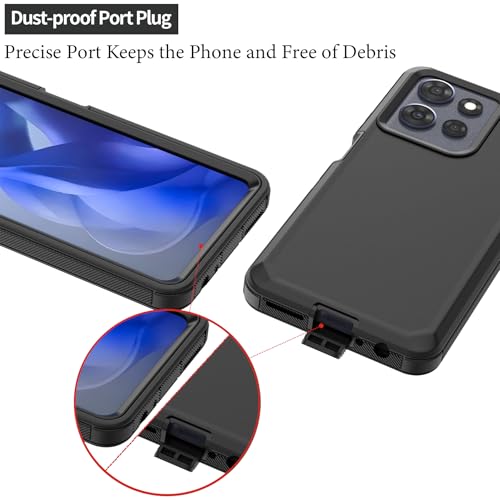 Rugged Phone Case for Moto G Power 5G 2025/Moto G Play 2025, with Belt Clip Holster & Kickstand Heavy Duty Shockproof Protective Full Body Case (Black) - color: Black