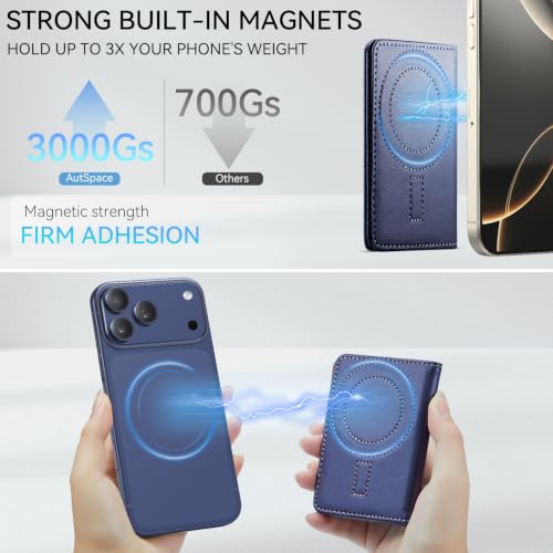 Vinich for MagSafe Wallet Magnetic RFID Blocking Card Holder, Dark Blue - color: Luxury Fashion Blue