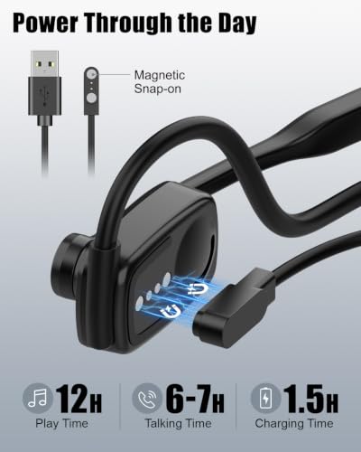 Wireless Headset with ENC Noise Cancelling Mic, Bluetooth V5.4 Headphones - color: Black