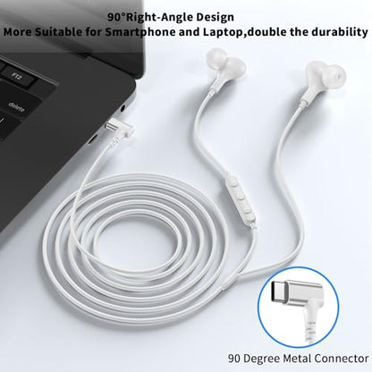 USB C Headphones Earbuds Wired for iPhone 17 18 Pro Max 16 16e/iPad - color: White