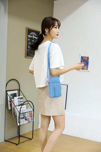 Small Crossbody Bag for Women - Mini Phone Purses with Crossbody Strap and Wallet - Nylon Arm Bag - color: A-lightblue