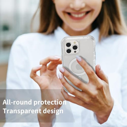 Follaroma Magnetic for iPhone 12 Pro Max Case, Heavy Duty Cases, Clear,6.7" | Compatible with MagSafe, Heavy Duty Shock proof Protection, Military-Grade Anti-Drop, Dual Layer Transparent Protective Cover - color: Clear, size: iPhone 12 Pro Max 6.7''