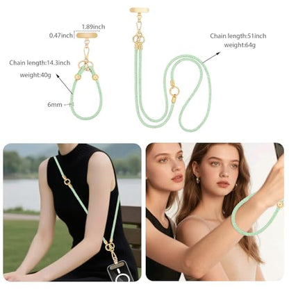 Crystal Phone Lanyard Crossbody and Wrist Strap Lanyard Rhinestone Anti-Theft Phone Strap Phone Neck Strap for Women - color: Light Green