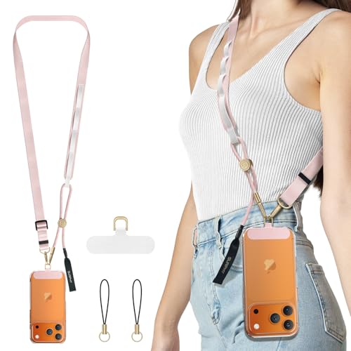 SURPHY Phone Lanyard Crossbody, Phone Strap with Light-Activated Strap Pink - color: Pink