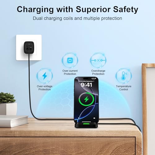 Wireless Charger Stand for Moto G Stylus 5G 2026/2025/2024, Moto Edge/Razr - color: Black