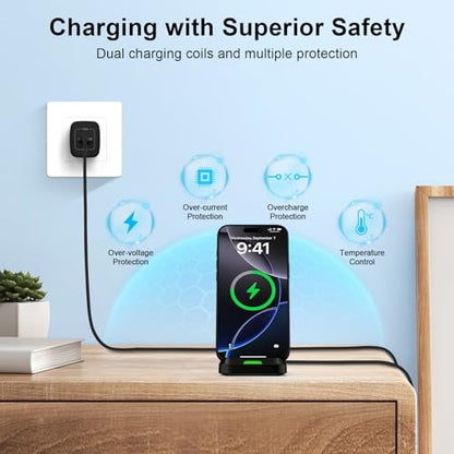 Wireless Charger Stand for Moto G Stylus 5G 2026/2025/2024, Moto Edge/Razr - color: Black