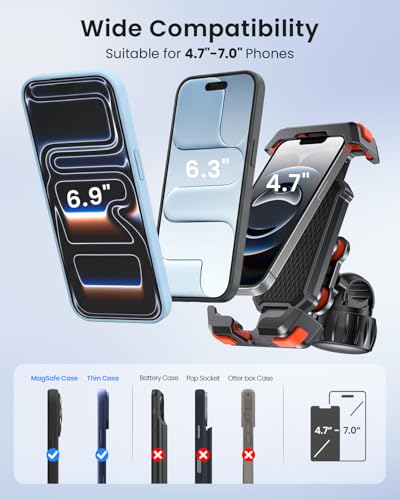 LOXP Anti-Shake Bike Phone Holder with 2026 Dual Vibration Dampener - color: Orange