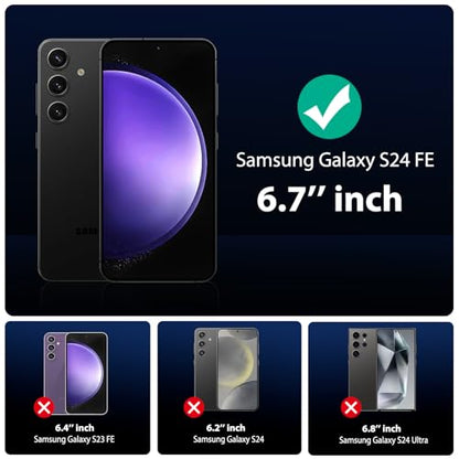 QsmQam 3 Pack Screen Protector for Samsung Galaxy S24 FE + 3 Pack Camera Lens Protector, Ultra HD Tempered Glass, 9H Hardness, Anti Scratch, Easy Installation - Case Friendly - size: Samsung Galaxy S24 FE