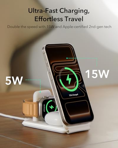 ESR 3 in 1 Wireless Charging Station, for Magsafe Charger Stand - color: White