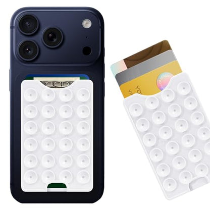 Suction Phone Card Holder Adhesive Mount,Up to 3 Cards,White - color: White