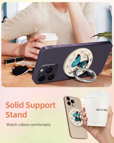 Lotadilo Magnetic Phone Ring Holder, Cute Phone Grip Stand, Butterfly - color: Butterfly