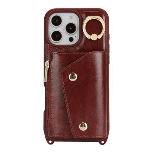 Lipvina Crossbody Wallet Case for iPhone 16 Pro,Dark Brown - color: 06-Dark Brown, size: iPhone 16 Pro 6.3"