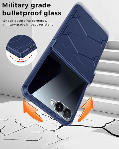 GooseBox for Samsung Galaxy Z Flip 7 Case,Built-in Privacy Screen Protector&Hinge Protection Shockproof All-Inclusive Smartphone Cover for Samsung Galaxy Z Flip 7(Blue) - color: Flip7-Blue FKP