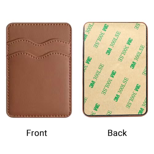 Custom Monogram Phone Credit Card Holder, Leather Wallet Stick On, Personalized Embossed Initial for Back of Phone Adhesive Pocket
