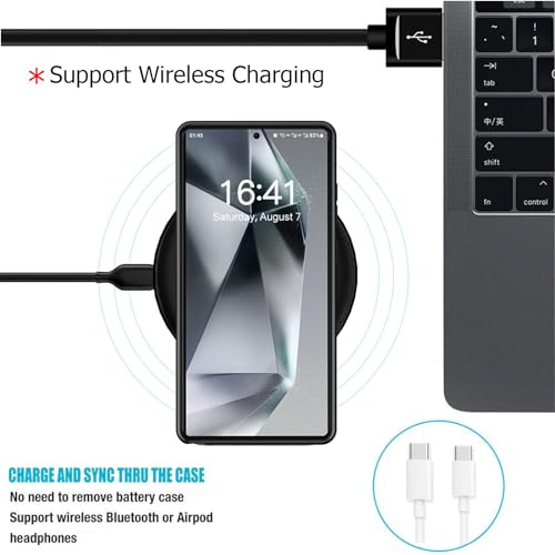 Battery Case for Galaxy S24 Ultra, 12000mAh High Capacity Portable Charger Rechargeable Smart Battery Pack Compatible with Galaxy S24 Ultra 6.8 inch Charging Case Support Wireless & Carplay - Black - size: Galaxy S24 Ultra