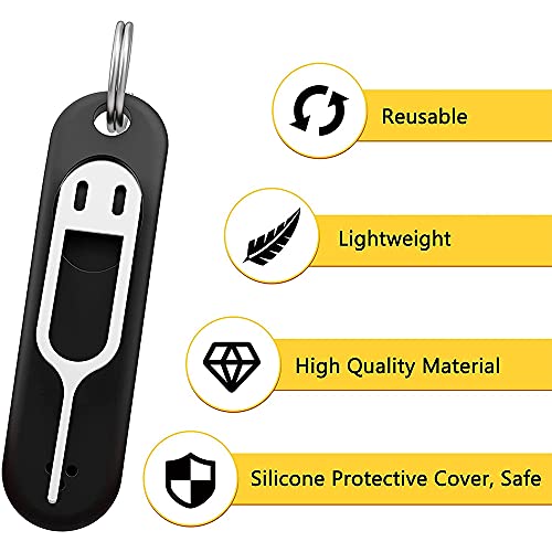 6Pcs SIM Card Removal Tool-Sim Card Tray Pin Eject Removal Tool Needle Opener Ejector,with Removable Key Chain,Black
