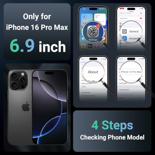 jaroco Magnetic for iPhone 16 Pro Max Case Heavy Duty Protection Black | Compatible with MagSafe,Military Grade Drop Protection,Translucent Matte,Non-Slip,Shockproof 2-Layer Durable Bumper Case - color: Black, size: iPhone 16 Pro Max