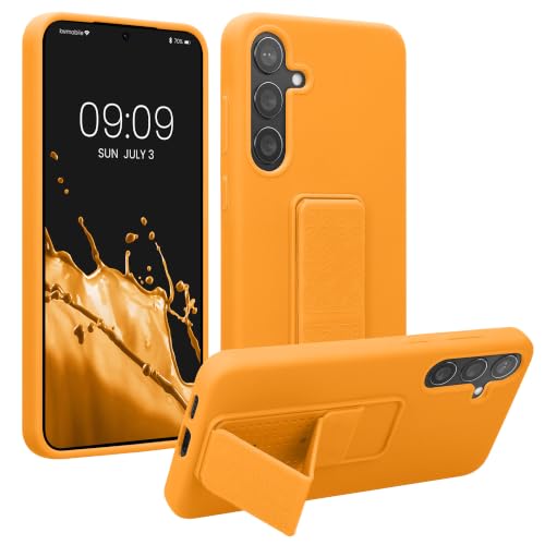 kwmobile Case for Samsung Galaxy S24 Plus Case - Soft TPU Cover with Silicone Coating - with Hand Strap and Stand Function - Shockproof - Fruity Orange - color: Fruity Orange, size: Galaxy S24 Plus