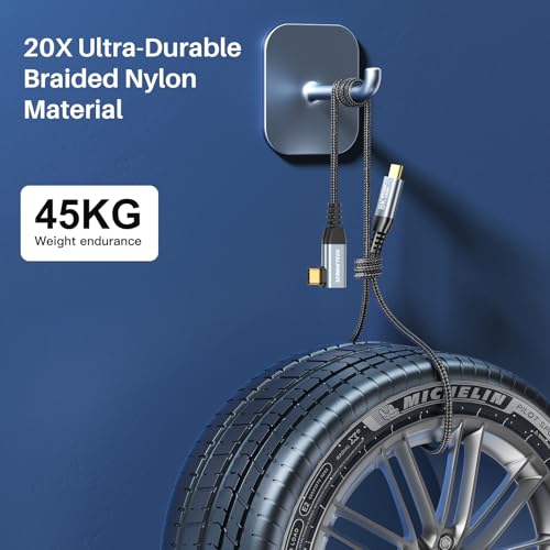 ZeroneTeck 6 inch USB C for Thunderbolt 4 Cable 0.5FT, [Durable] 40Gbps High Speed Data Transfer Short, Right Angle USB 4 Cord 240W PD Charging, 8K@60Hz Video Output 90 Degree for iPhone 17,MacBook - size: 0.5FT, style: Right Angle