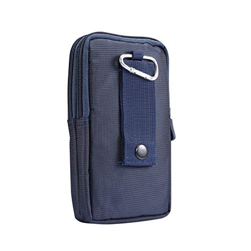 Multifunction Dual Phone Holster Men, Nylon Cell Phone Case Holder Mens Belt Pouch Loop/Clip, Smartphone Belt Wallet Purse 2 Zipper Pockets Compatible with iPhone 14 Pro Max Case 13 Pro Max, Black - color: Jewel Blue
