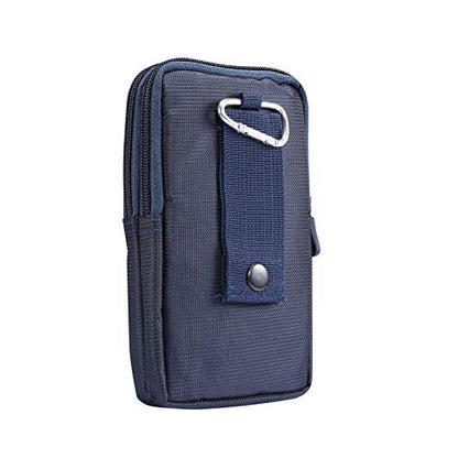 Multifunction Dual Phone Holster Men, Nylon Cell Phone Case Holder Mens Belt Pouch Loop/Clip, Smartphone Belt Wallet Purse 2 Zipper Pockets Compatible with iPhone 14 Pro Max Case 13 Pro Max, Black - color: Jewel Blue