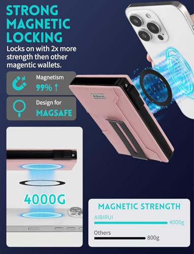 Ridge Wallets for Men,Magsafe Wallet with money clip,Pop up wallet | Magnetic Wallet for iPhone 17/16/15/14/13 Series,Phone wallet Holds 8 Cards & Bills,Ridge Wallet for Fathers day gift ideas - color: Pink-01