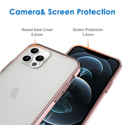 JETech Case for iPhone 12/12 Pro 6.1-Inch, Non-Yellowing Shockproof Phone Bumper Cover, Anti-Scratch Clear Back (Rose Gold) - color: Rose Gold